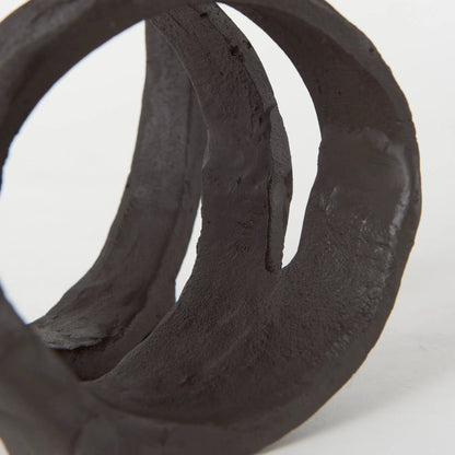 Stanislaw II Infinite Ribbon Sculpture by Mercana in black. Made from metal in a rustic style.