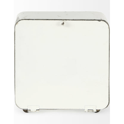 Karl Rustic Iron Rounded Square Table Clock by Mercana in white. Made from iron in a unique style.