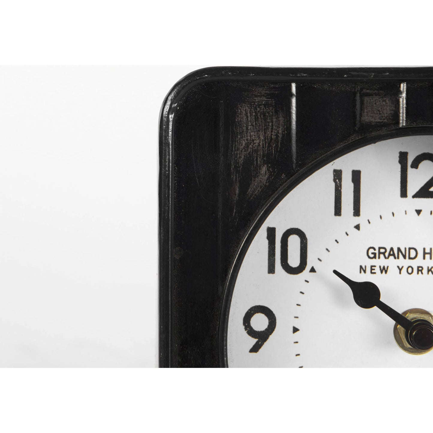 012 SI-2369560 | Closeup | Karl Table Clock by Mercana in black. Made from metal in a rustic style.