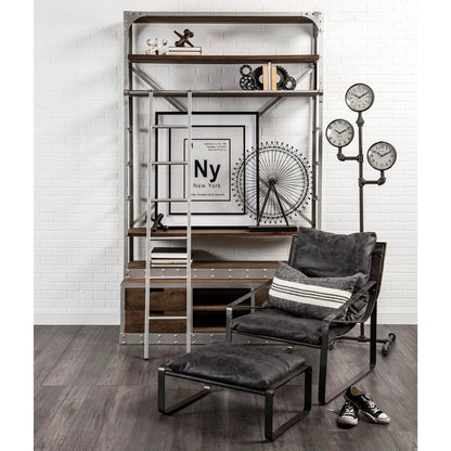 Trifect Iron Pipe Three Face Floor Clock by Mercana in black. Made from metal in a modern style.