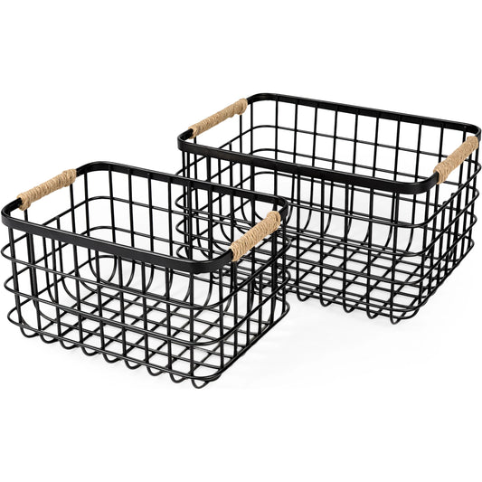 Marius Baskets (Set of 2) by Mercana in black. Made from metal in a unique style.