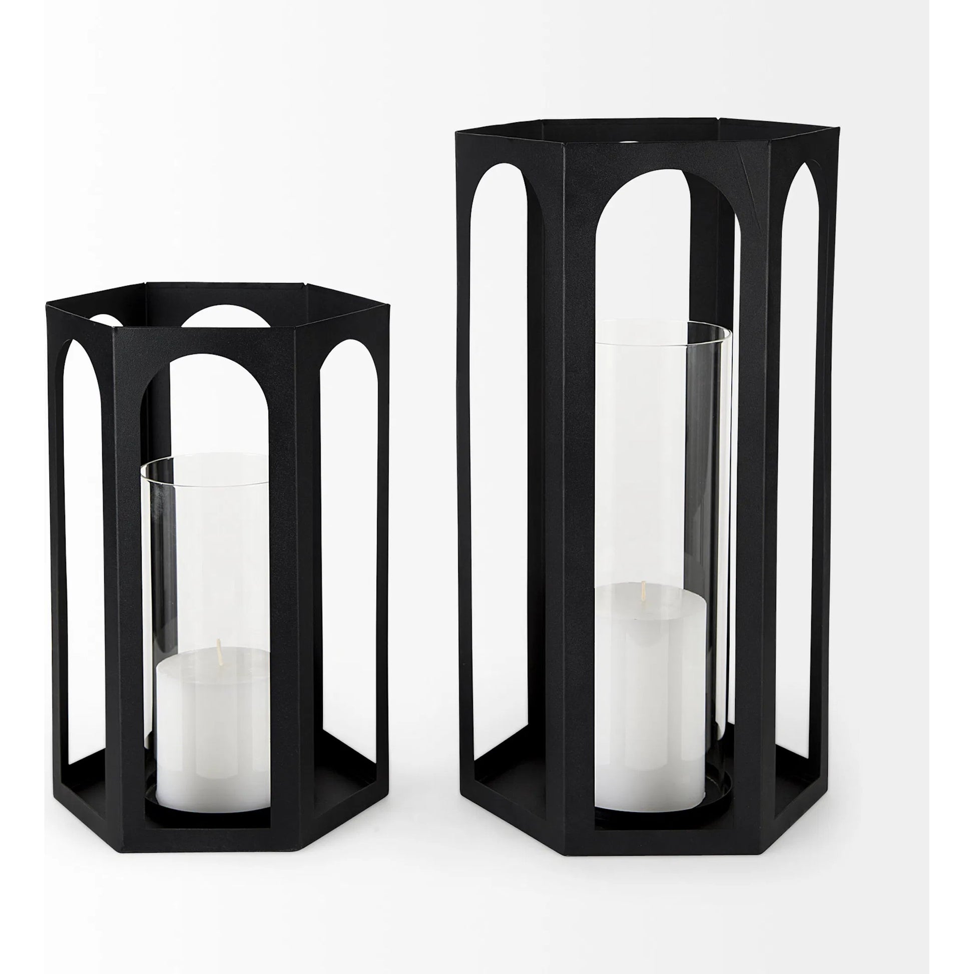 Balley Candle Holder Lanterns by Mercana in black. Made from ceramic in a unique style.