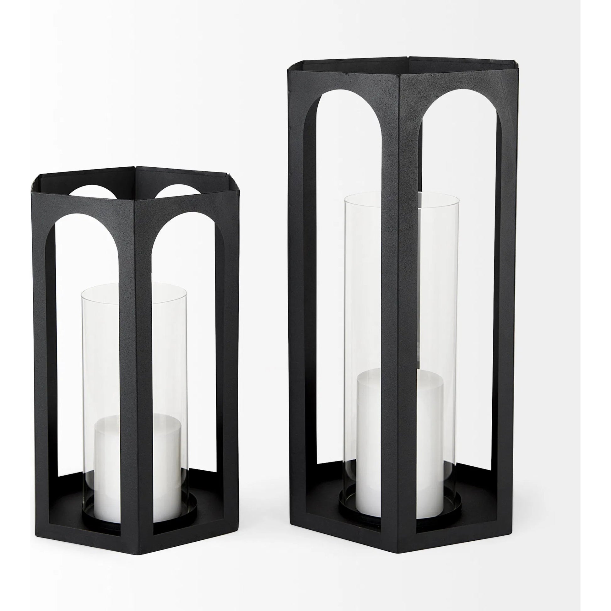 Balley Candle Holder Lanterns by Mercana in black. Made from ceramic in a unique style.