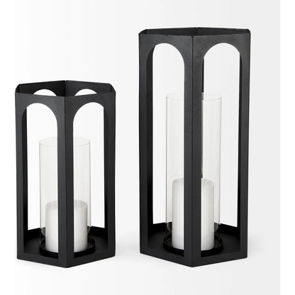 Balley Candle Holder Lanterns by Mercana in black. Made from ceramic in a unique style.