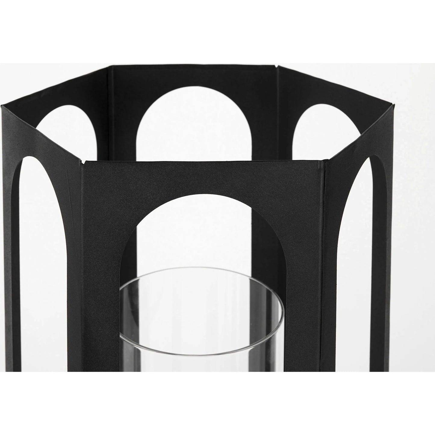 009 SI-2369593 | Closeup | Balley Candle Holder Lanterns by Mercana in black. Made from ceramic in a modern style.