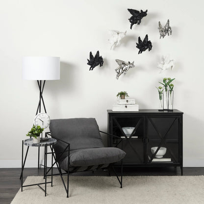 Poppy Accent Cabinet by Mercana in black. Made from metal in a traditional style.