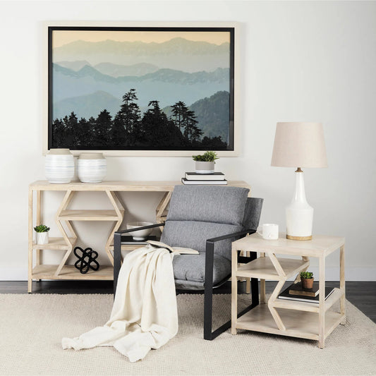 Rebecca Table Lamp by Mercana in white, beige. Made from ceramic in a cottage & farmhouse style.