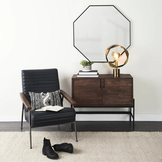 Glenn Accent Cabinet by Mercana in dark brown. Made from metal, wood in a unique style.
