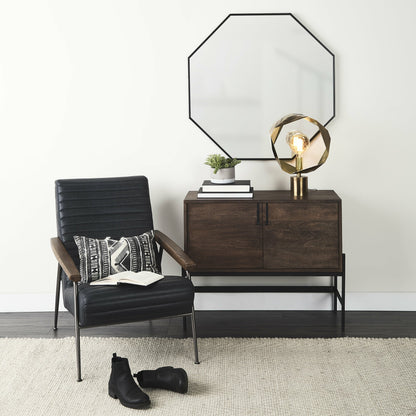 Glenn Accent Cabinet by Mercana in dark brown. Made from metal, wood in a traditional style.