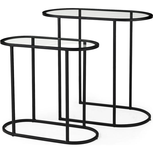 Celine Nesting Tables by Mercana in black. Made from metal in a unique style.