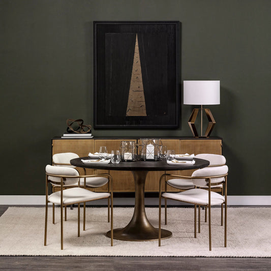 Mcleod Dining Table by Mercana in brown. Made from mango wood in a modern style.