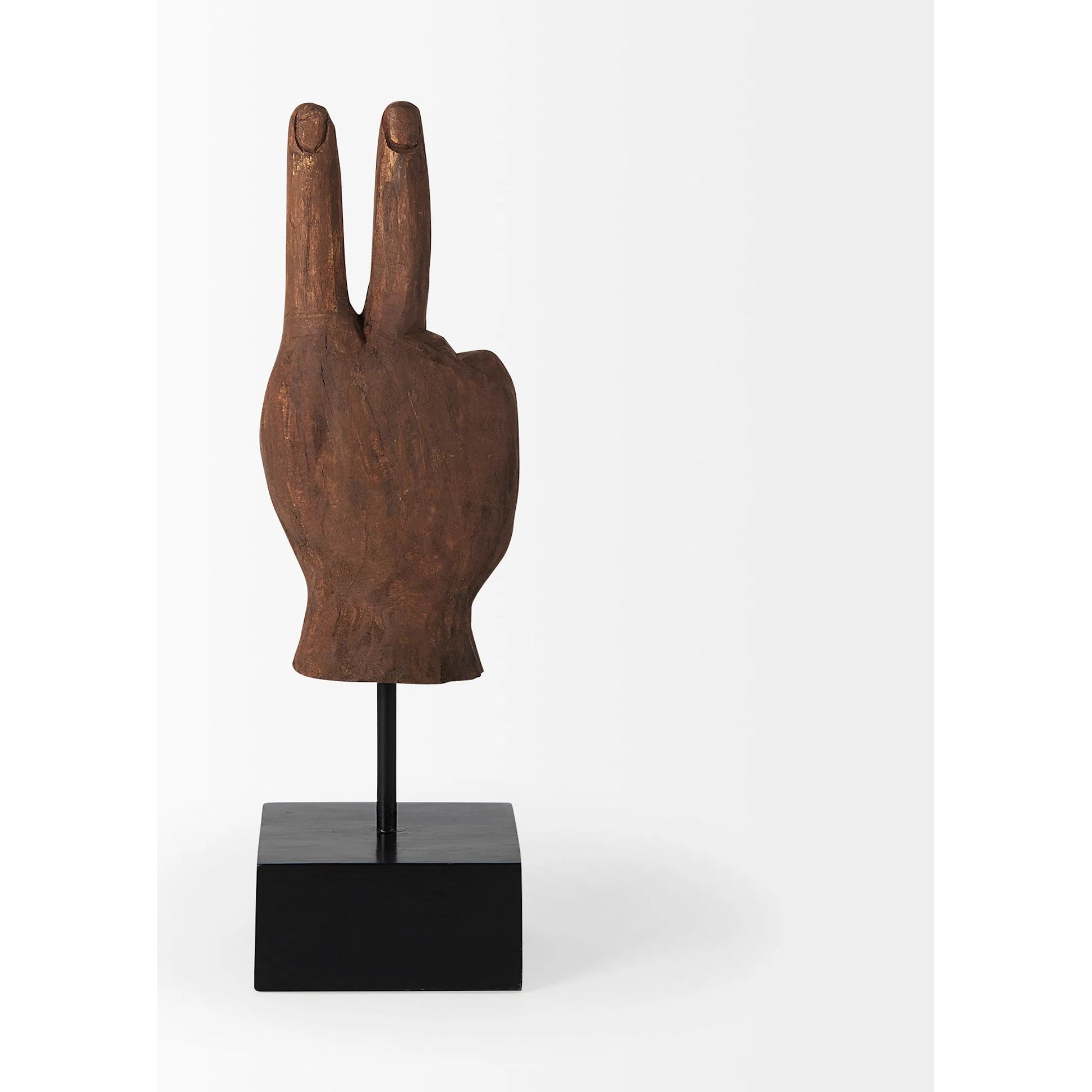 Pacem Wooden Carved Peace Sign Hand by Mercana in natural. Made from unique in a eclectic & global style.