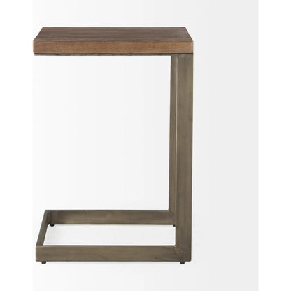Faye C End/Side Table by Mercana in antique nickel. Made from metal, wood, nickel in a unique style.