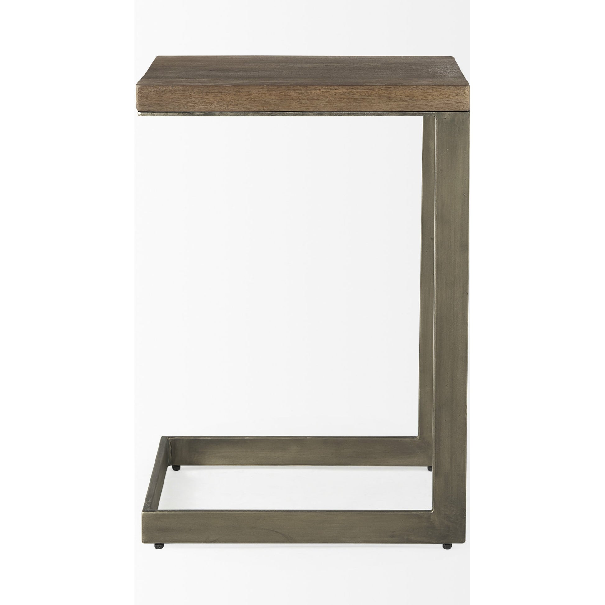 Faye C End/Side Table by Mercana in antique nickel. Made from metal, wood, nickel in a transitional style.