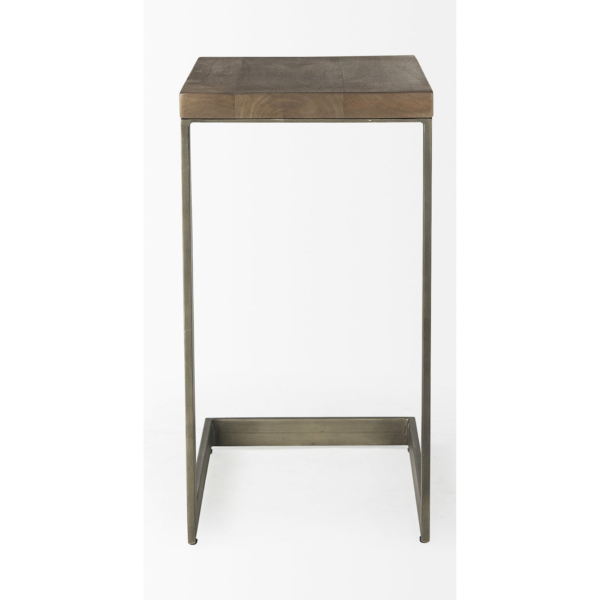 Faye C End/Side Table by Mercana in antique nickel. Made from metal, wood, nickel in a transitional style.