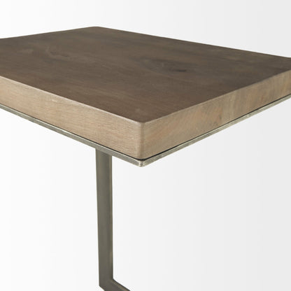 Faye C End/Side Table by Mercana in antique nickel. Made from metal, wood, nickel in a transitional style.