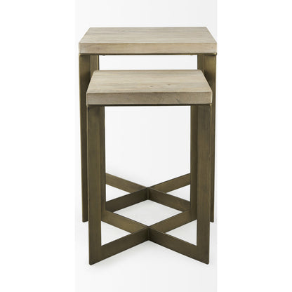 Faye End/Side Table by Mercana. Made from metal, wood in a transitional style.