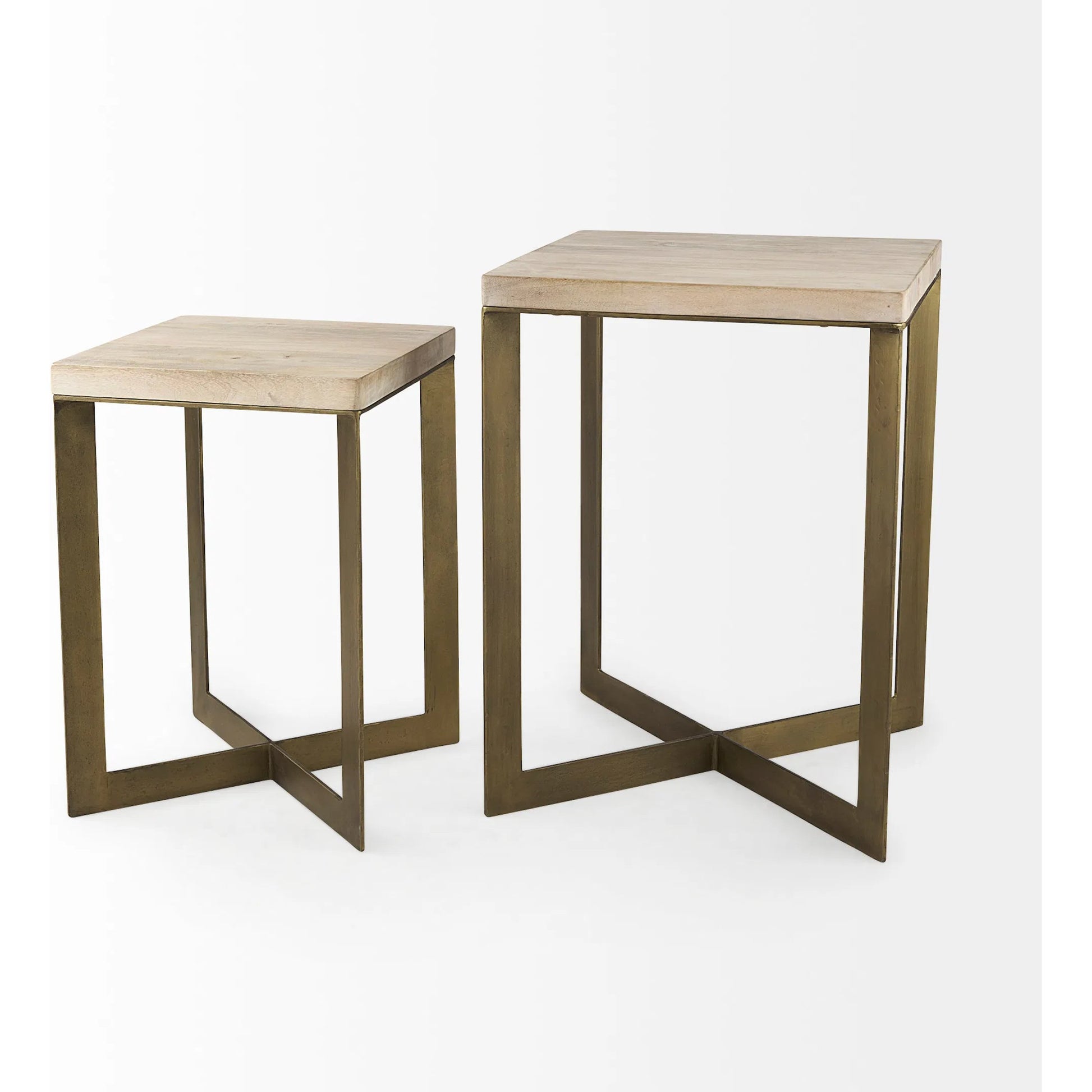 Faye End/Side Table by Mercana. Made from metal, wood in a transitional style.