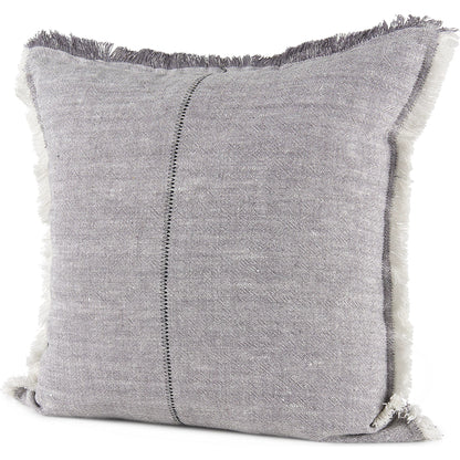 Thais Fringed Square Pillow Cover by Mercana in blue. Made from linen in a transitional style.