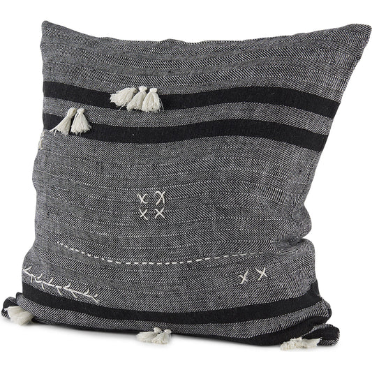Sibyl Striped Square Pillow Cover by Mercana in black. Made from fabric in a unique style.