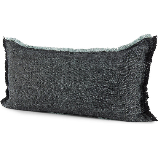 Malia Lumbar Pillow Cover by Mercana in black, teal. Made from fabric in a unique style.