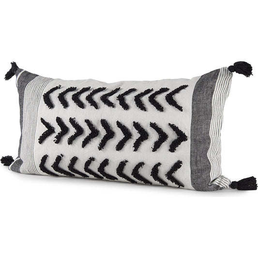 Kimia Herringbone Lumbar Pillow Cover by Mercana in black. Made from fabric in a unique style.