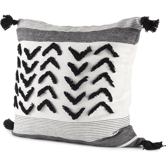 Kimia Herringbone Square Pillow Cover by Mercana in black. Made from fabric in a unique style.