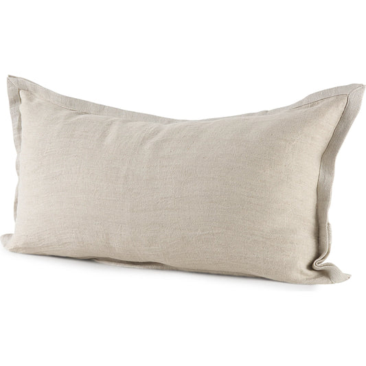 Mae Lumbar Pillow Cover by Mercana in beige. Made from fabric in a transitional style.