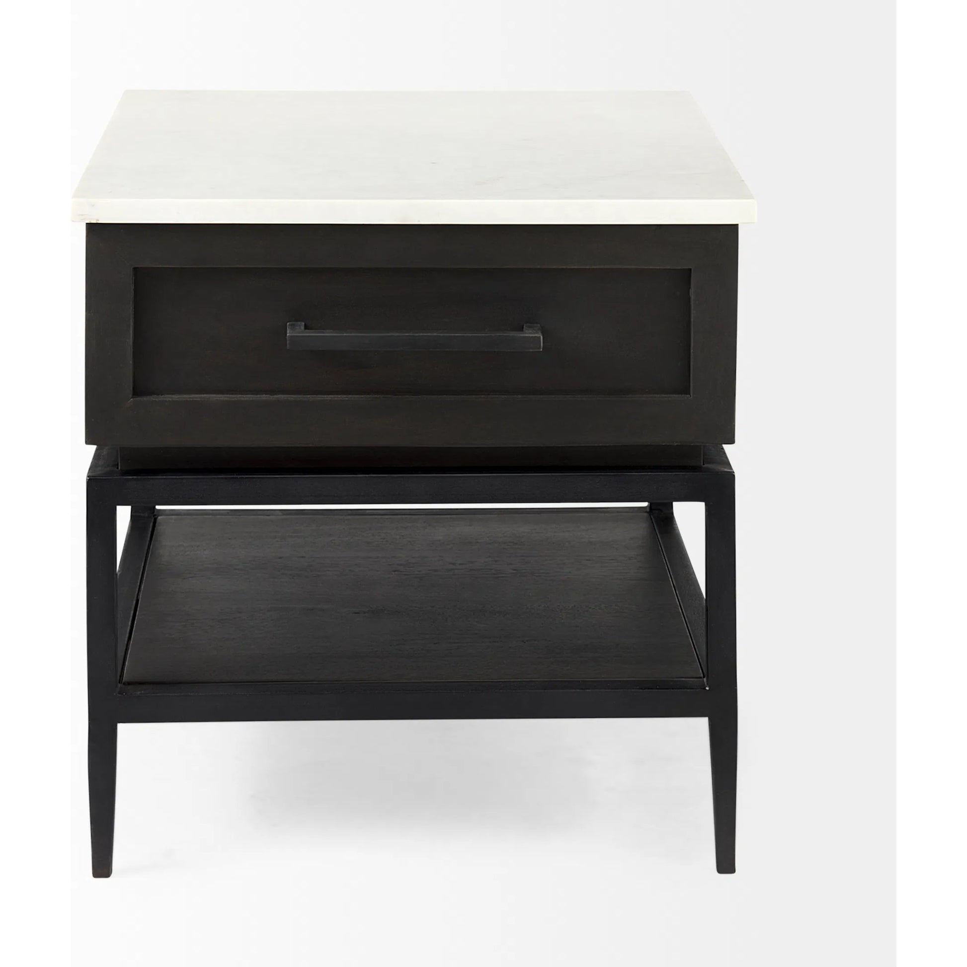 Divina End/Side Table by Mercana in dark brown. Made from metal, wood, marble in a modern style.