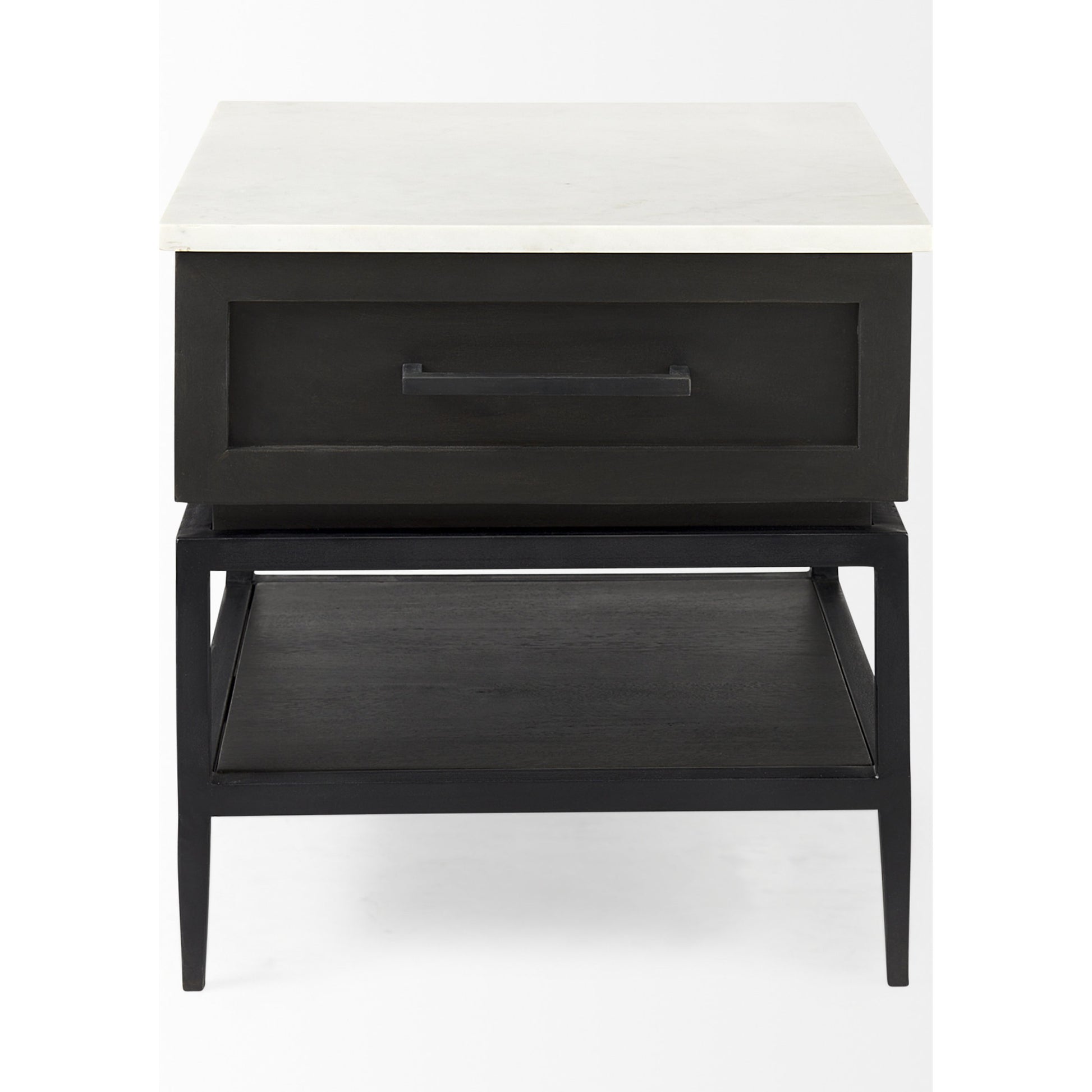 Divina End/Side Table by Mercana in dark brown. Made from metal, wood, marble in a modern style.