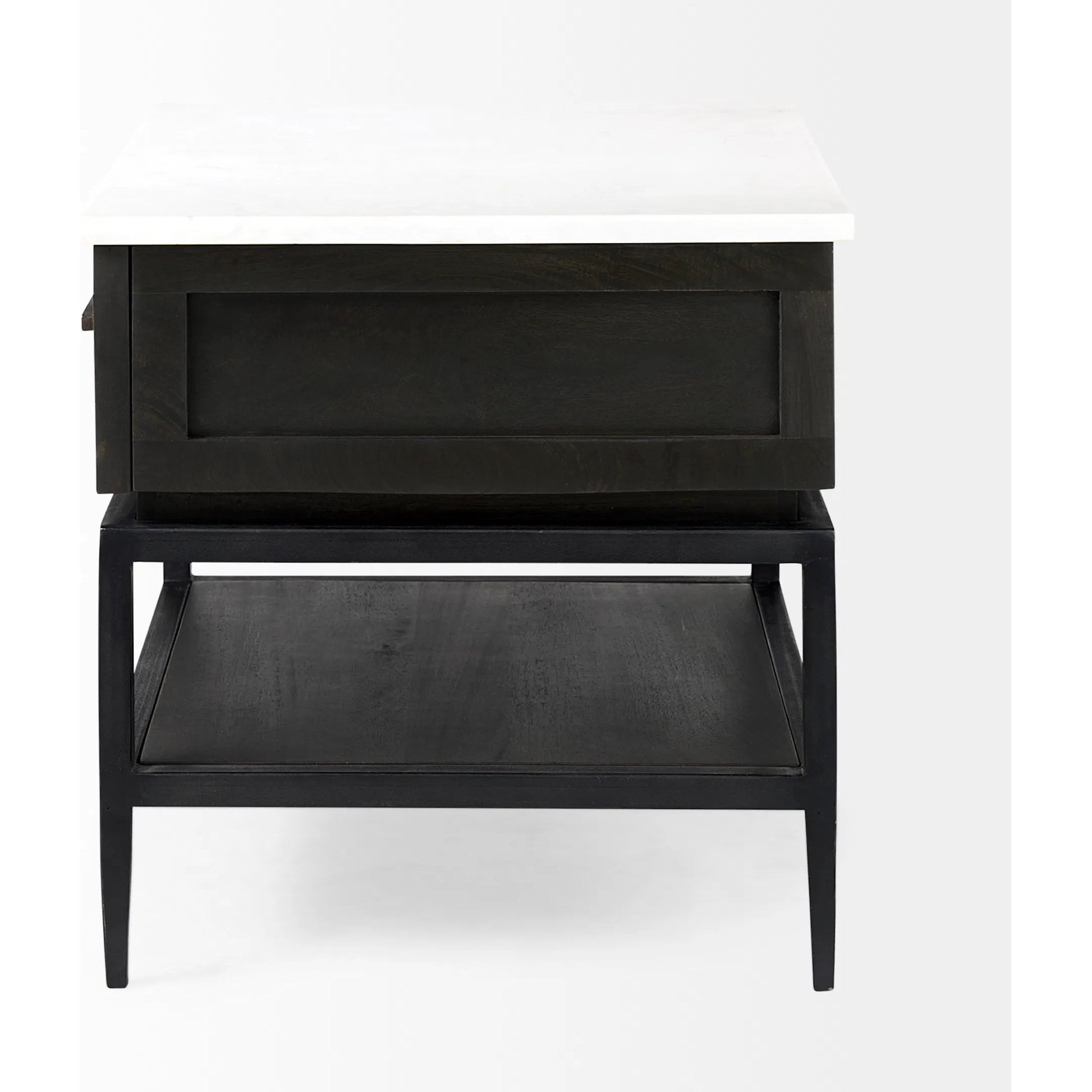 Divina End/Side Table by Mercana in dark brown. Made from metal, wood, marble in a modern style.