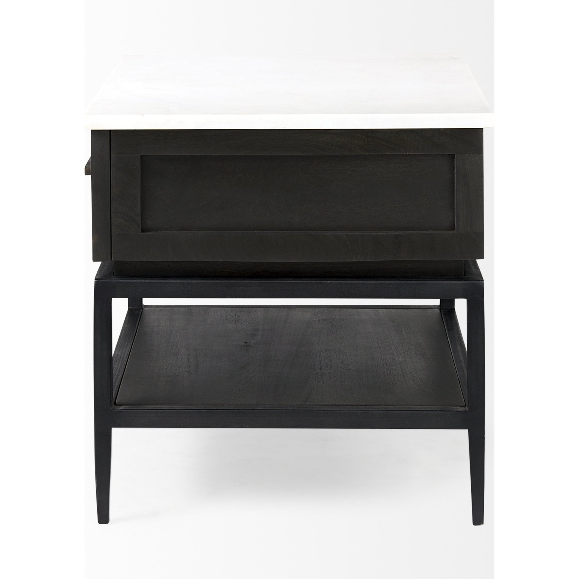 Divina End/Side Table by Mercana in dark brown. Made from metal, wood, marble in a modern style.