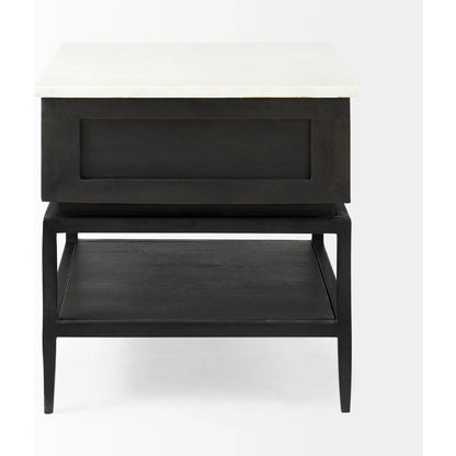Divina End/Side Table by Mercana in dark brown. Made from metal, wood, marble in a modern style.