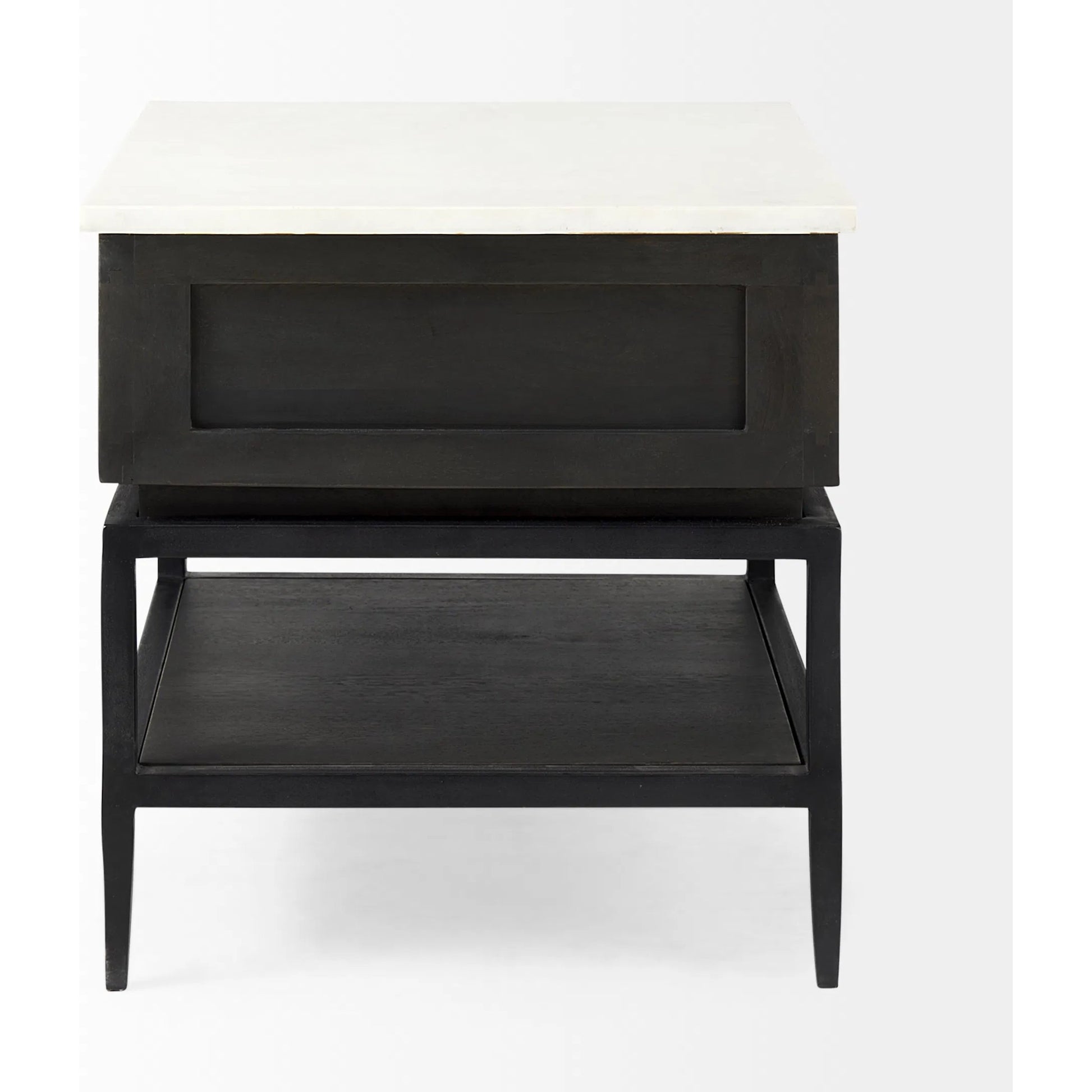 Divina End/Side Table by Mercana in dark brown. Made from metal, wood, marble in a modern style.