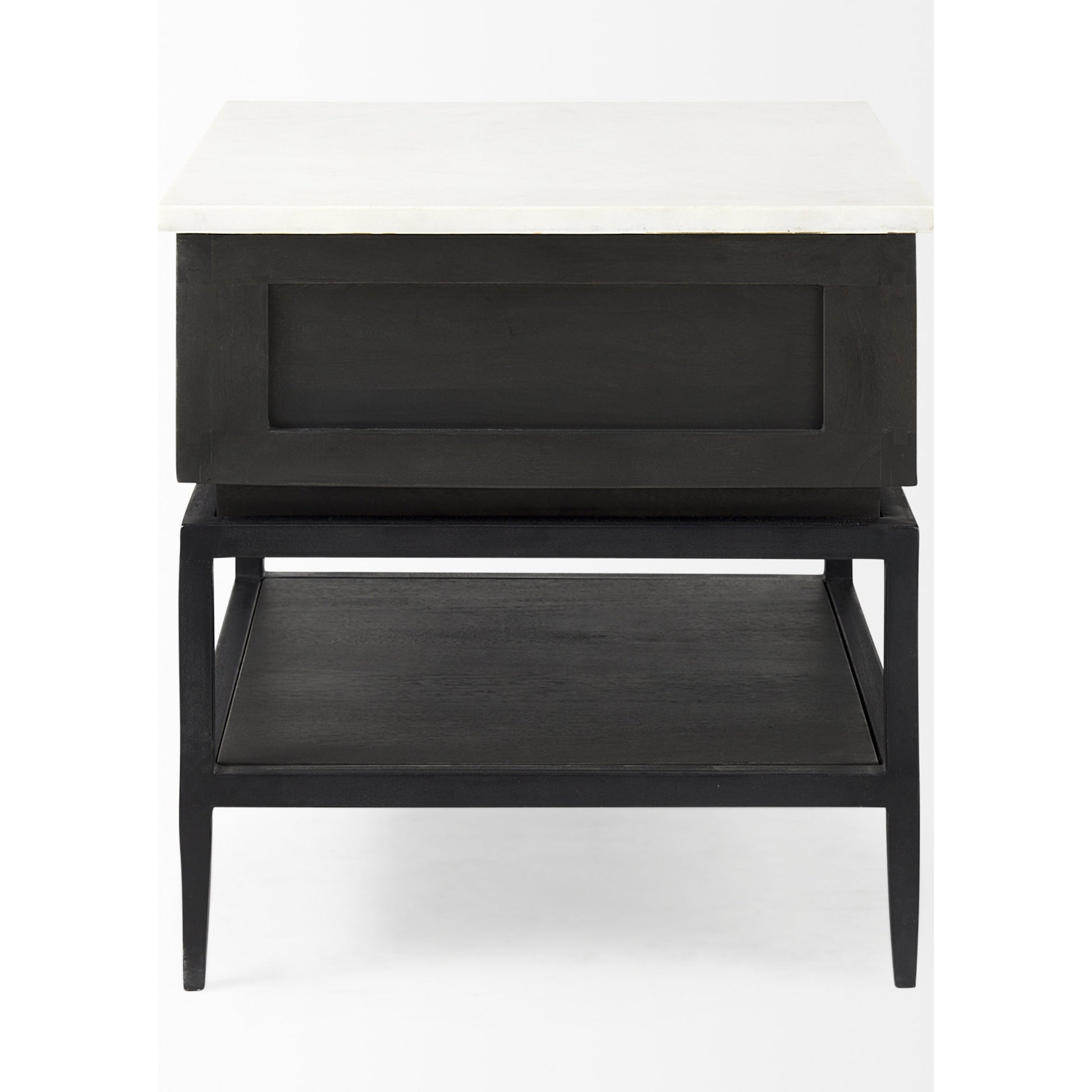 Divina End/Side Table by Mercana in dark brown. Made from metal, wood, marble in a modern style.