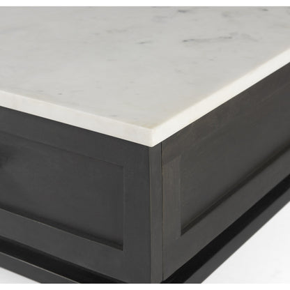 Divina End/Side Table by Mercana in dark brown. Made from metal, wood, marble in a modern style.