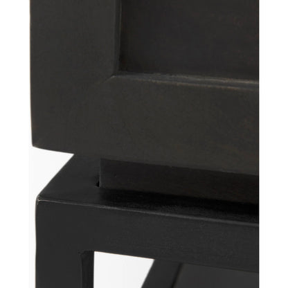Divina End/Side Table by Mercana in dark brown. Made from metal, wood, marble in a modern style.