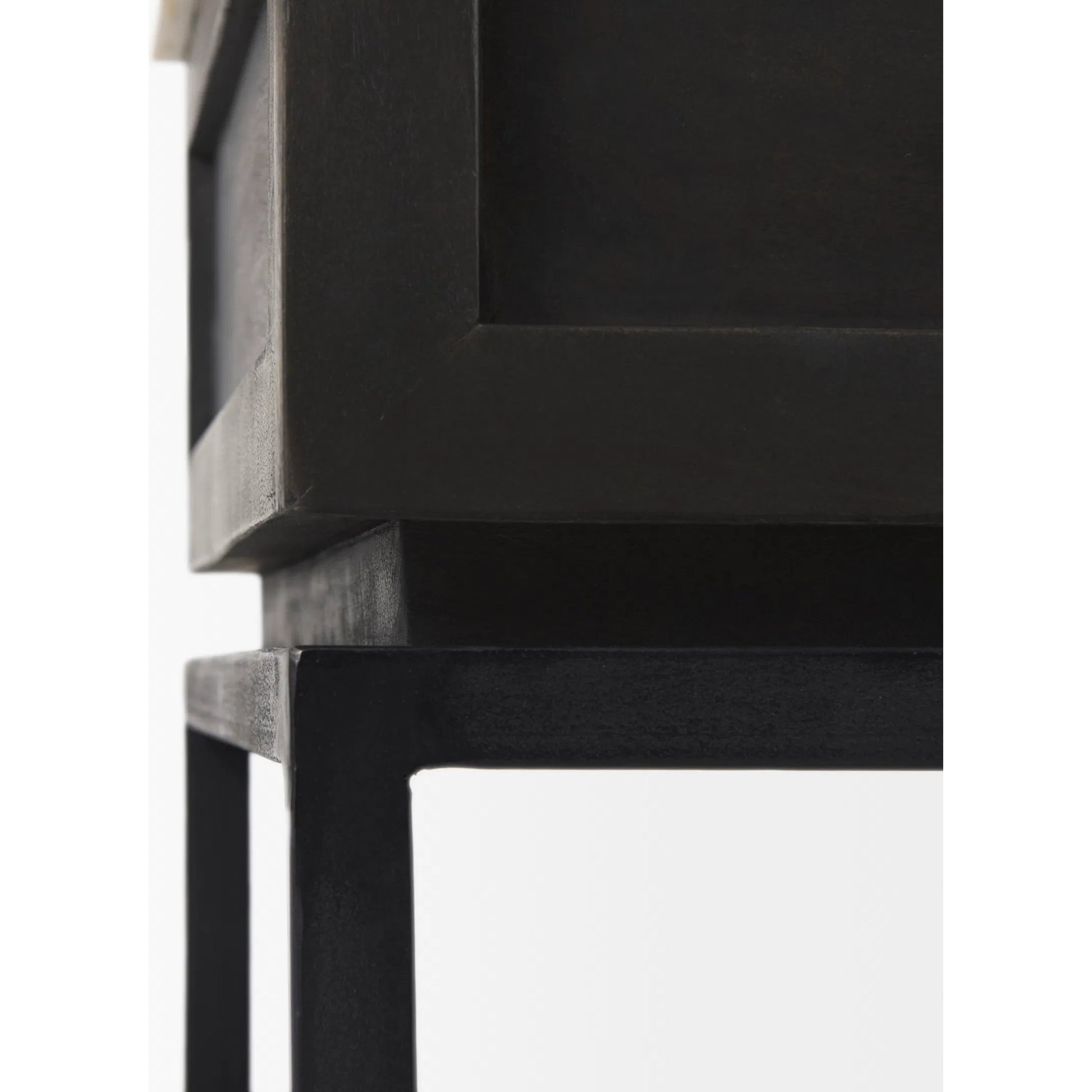 Divina End/Side Table by Mercana in dark brown. Made from metal, wood, marble in a modern style.
