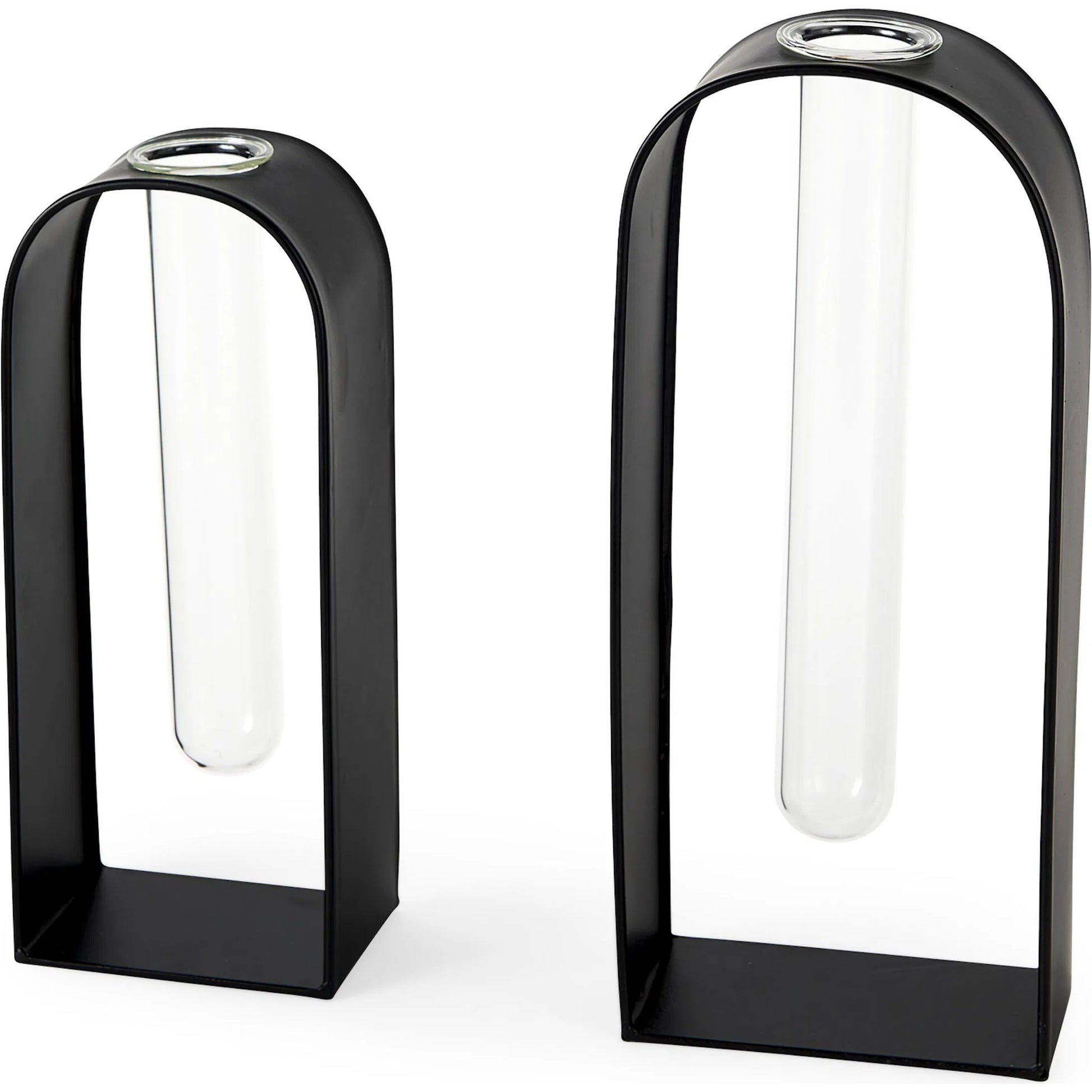 Boyer Metal W Test Tube Decorative Objects Set of Two by Mercana in black, clear. Made from glass in a modern style.