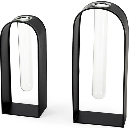 Boyer Metal W Test Tube Decorative Objects Set of Two by Mercana in black, clear. Made from glass in a modern style.