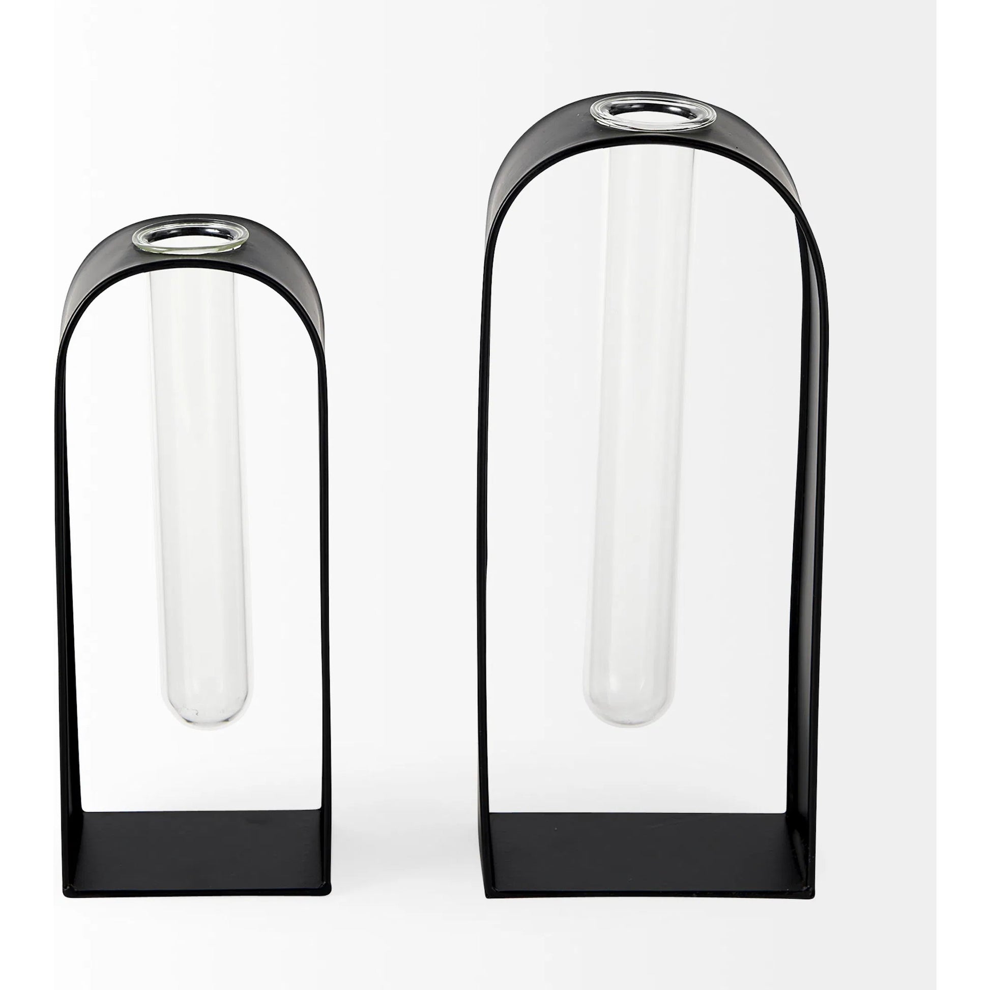 Boyer Metal W Test Tube Decorative Objects Set of Two by Mercana in black, clear. Made from glass in a modern style.