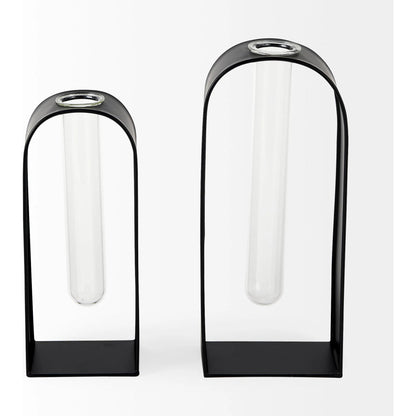 Boyer Metal W Test Tube Decorative Objects Set of Two by Mercana in black, clear. Made from glass in a modern style.