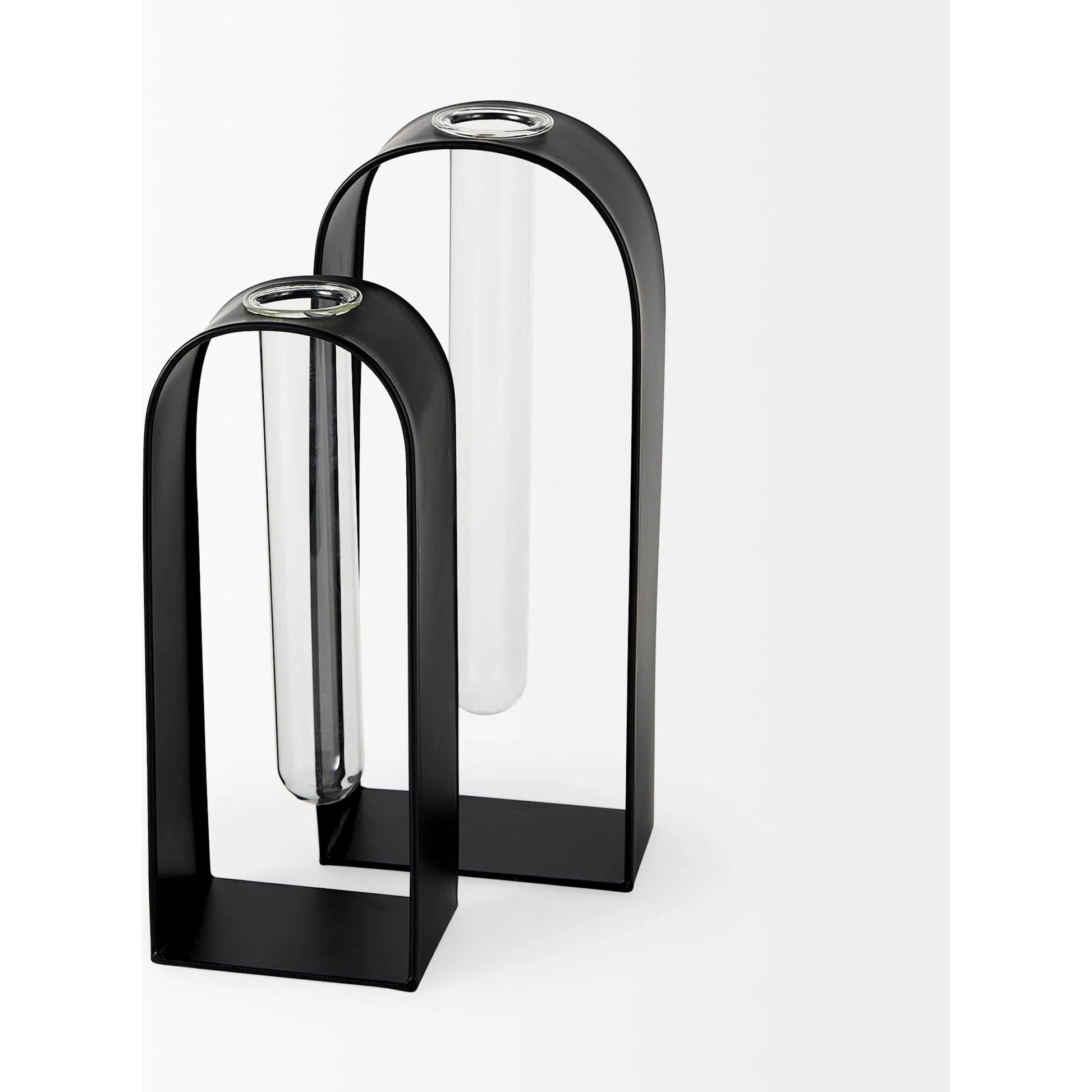 Boyer Metal W Test Tube Decorative Objects Set of Two by Mercana in black, clear. Made from glass in a modern style.