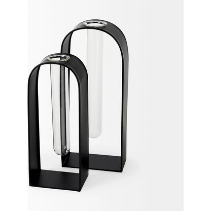 Boyer Metal W Test Tube Decorative Objects Set of Two by Mercana in black, clear. Made from glass in a modern style.