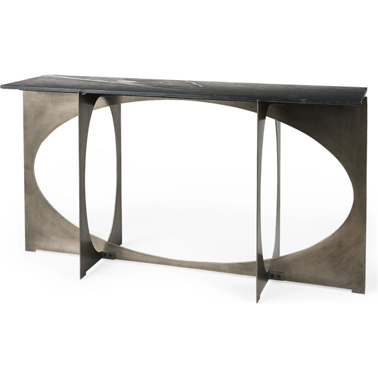 001 SI-2369353 | Primary Silo | Reinhold Console Table by Mercana in black. Made from iron in a unique style.