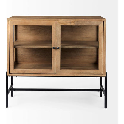 Arelius Accent Cabinet by Mercana. Made from glass, solid wood, steel in a modern style.