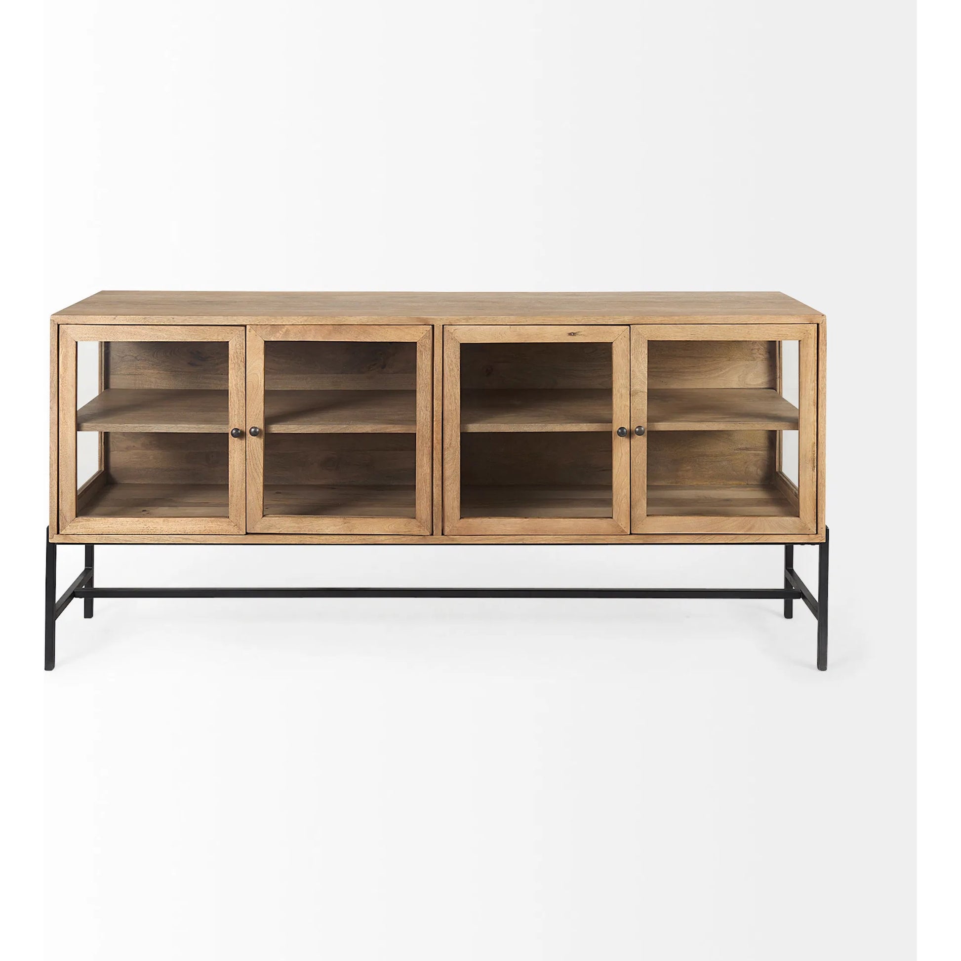 Arelius Sideboard by Mercana. Made from glass, solid wood, steel in a modern style.