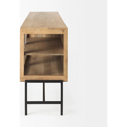 Arelius Sideboard by Mercana. Made from glass, solid wood, steel in a modern style.