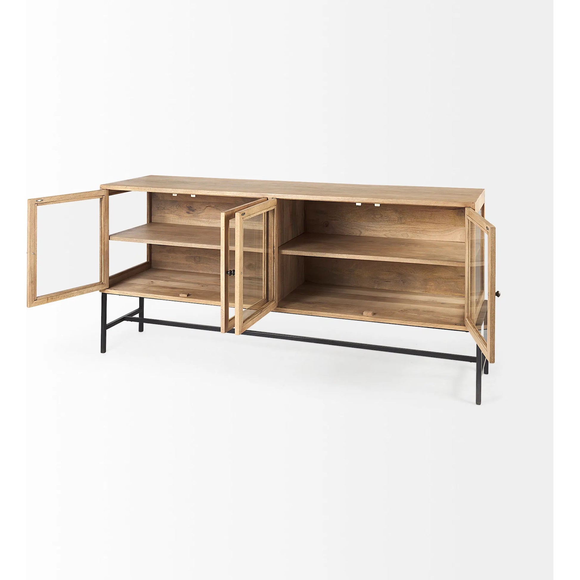 Arelius Sideboard by Mercana. Made from glass, solid wood, steel in a modern style.