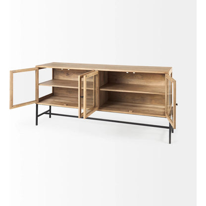 Arelius Sideboard by Mercana. Made from glass, solid wood, steel in a modern style.